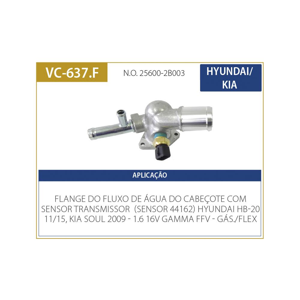 Carcaca Valvula Termostatica Hyundai Hb20 1.6 16v Motor Gamma 2011 Ate 2016 Com Sensor Valclei Tubos Vc-637.f