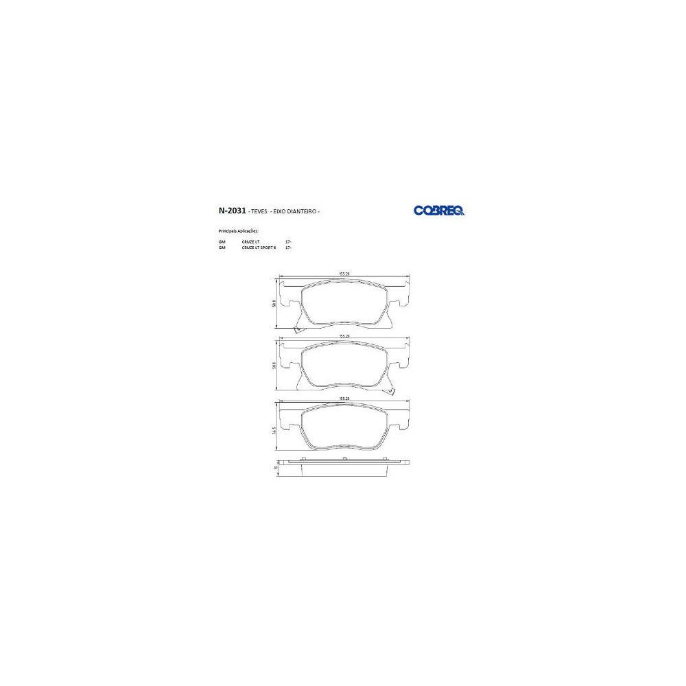 Pastilha Freio Gm Cruze 1.4 16v Lt 2016 Ate 2021 Dianteira Cobreq N-2031