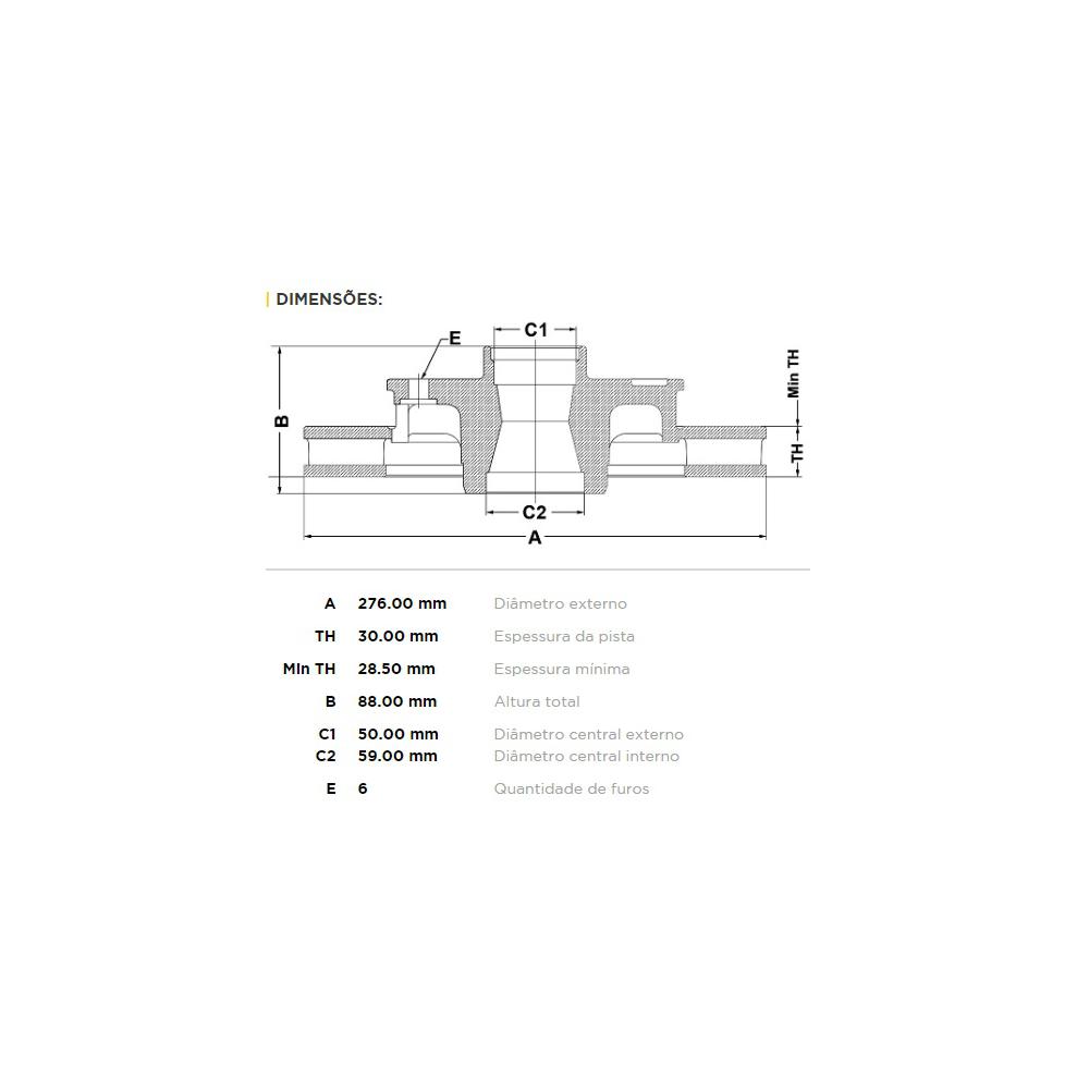 Disco Freio Gm S10 2.2 4x2 01/1995 Ate 12/2000 Disco Dianteiro Ventilado, Com Cubo E Parafuso Fremax Bd3969