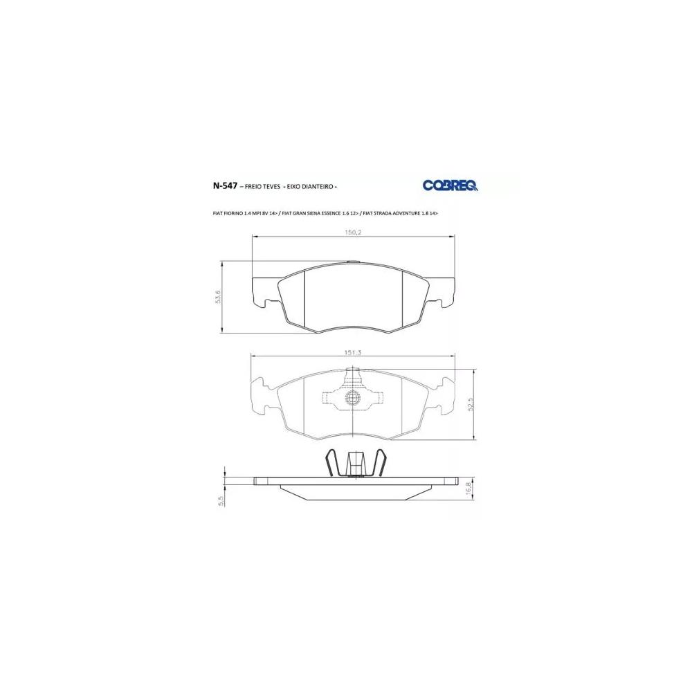 Pastilha Freio Fiat Cronos 1.3 Drive 01/2018 Ate 12/2022 Dianteira Sistema Teves, Com Sensor Cobreq N-547