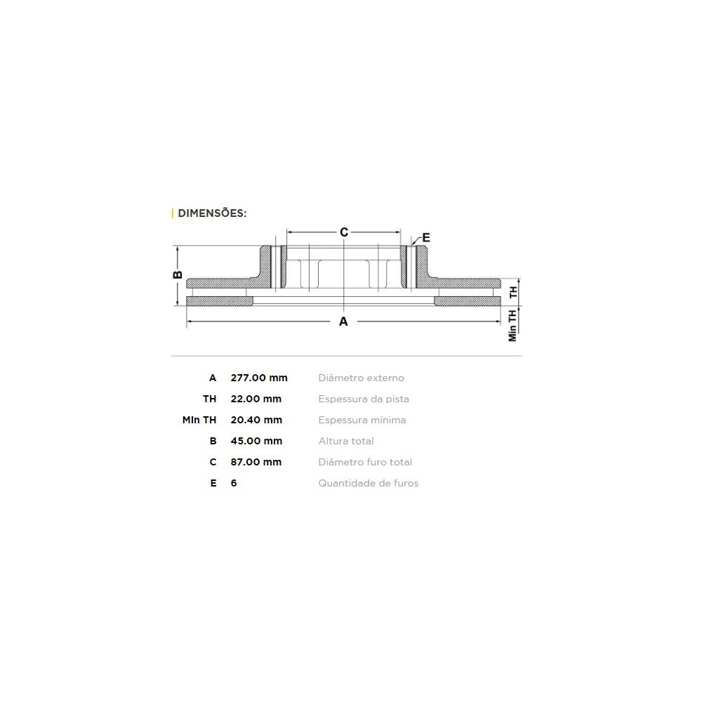 Disco Freio Mitsubishi L200 2.5 01/1991 Ate 01/2002 Disco Dianteiro Ventilado, Sem Cubo Fremax Bd7038