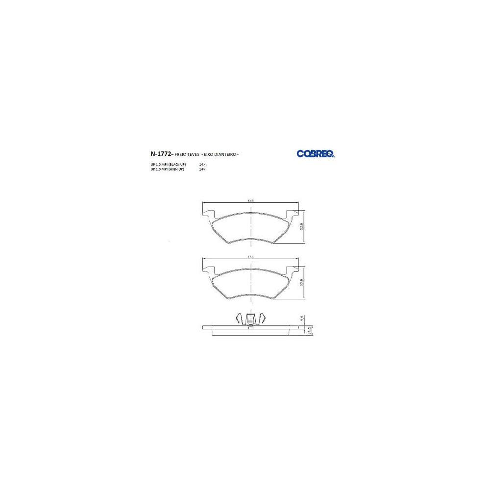 Pastilha Freio Vw Up 1.0 Mpi A Partir De 2014 Dianteira Sistema Teves Cobreq N-1772