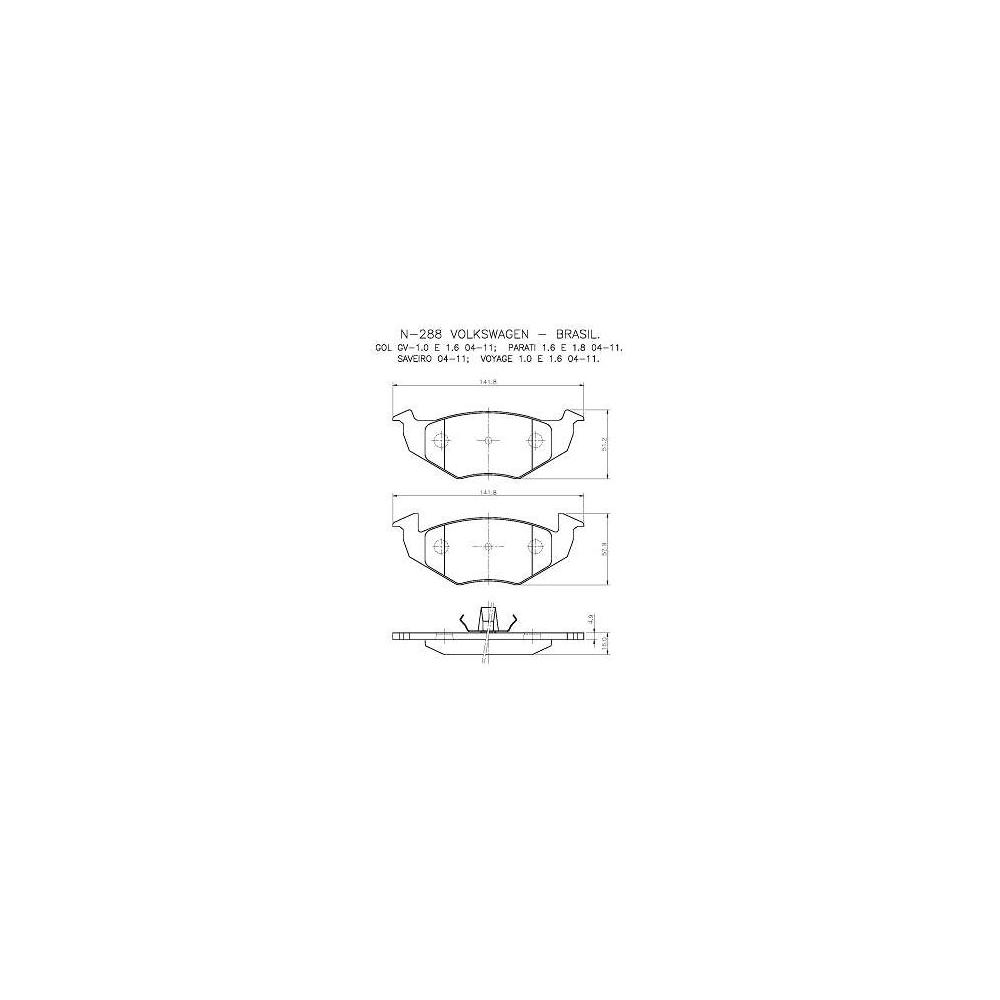 Pastilha Freio Vw Gol 1.0 G5 01/2009 Ate 04/2011 Dianteira Sistema Bosch Cobreq N288