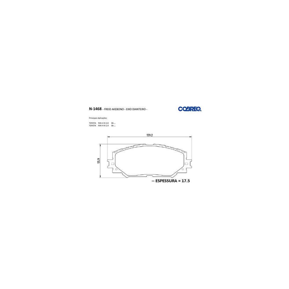 Pastilha Freio Toyota Rav-4 2.4 16v 2006 Ate 2012 Dianteira Sistema Akebono Cobreq N-1468