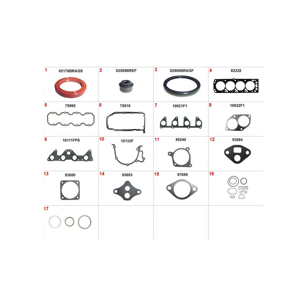 Junta Motor Gm Astra 1.8 8v Motor C18ne 1999 Ate 2001 Com Retentores E Junta Cabecote Em Fibra Sabo 80351