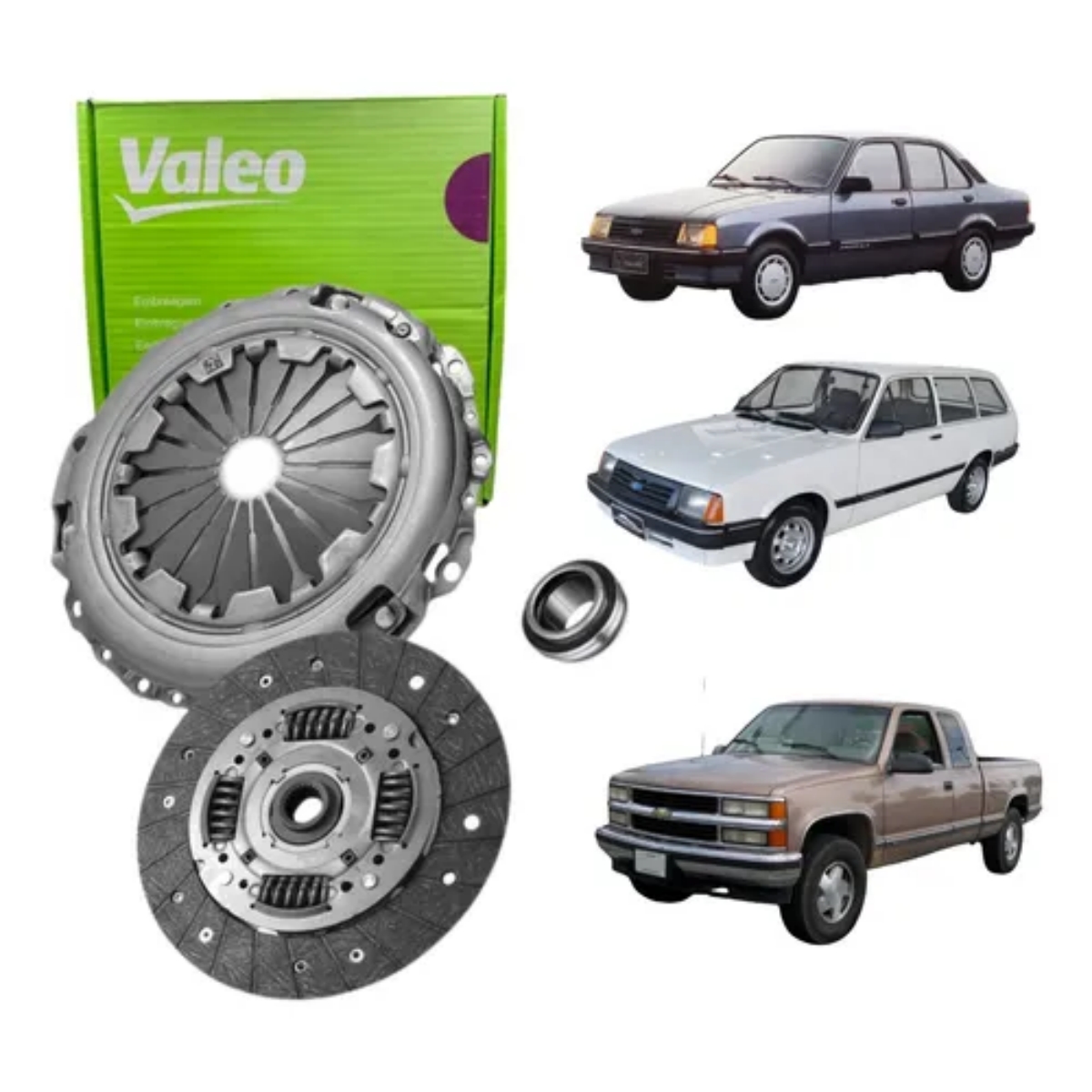 Kit Embreagem Gm Chevette 1.0 8v 01/1973 Ate 12/1994 Plato, Disco E Rolamento Valeo 227638