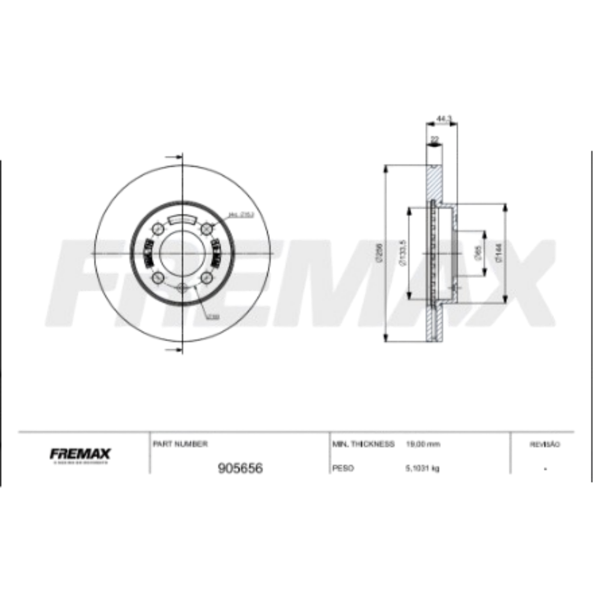 Disco Freio Vw Polo 1.0 12v Track 01/2023 Ate 12/2025 Ventilado Fremax Bd-5656