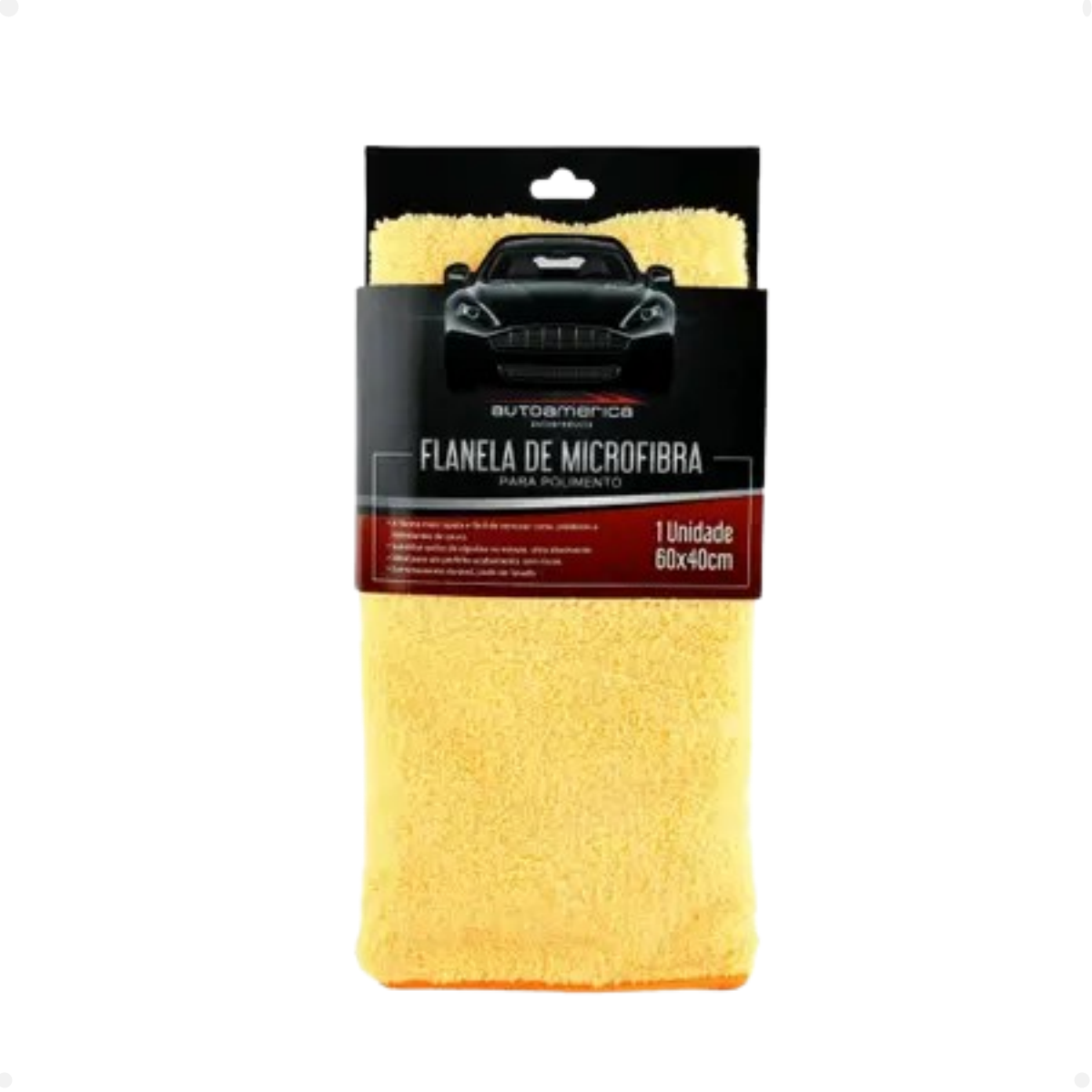 Flanela Microfibra Automotiva Amarela 40x40 Autoamerica Flanela Microf.