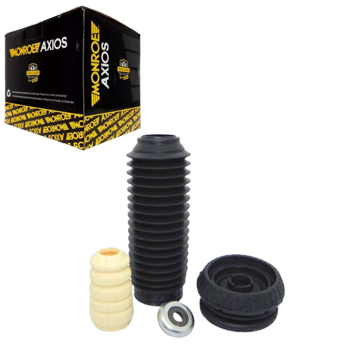 Kit Amortecedor Ford Courier 1997 Ate 2013 Dianteira, Coxim Com Rolamento + Batente + Coifa Axios 044.1222