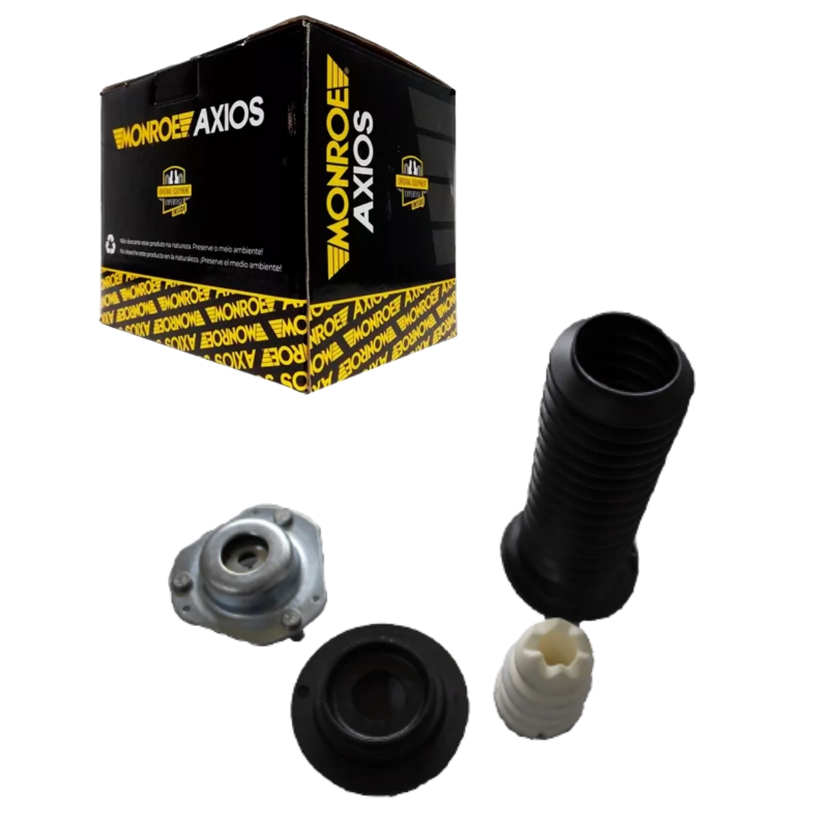 Kit Amortecedor Ford Ka Sem Barra Estab 2014 Ate 2018 Dianteira, Coxim Com Rolamento + Batente + Coifa Axios Lt90050