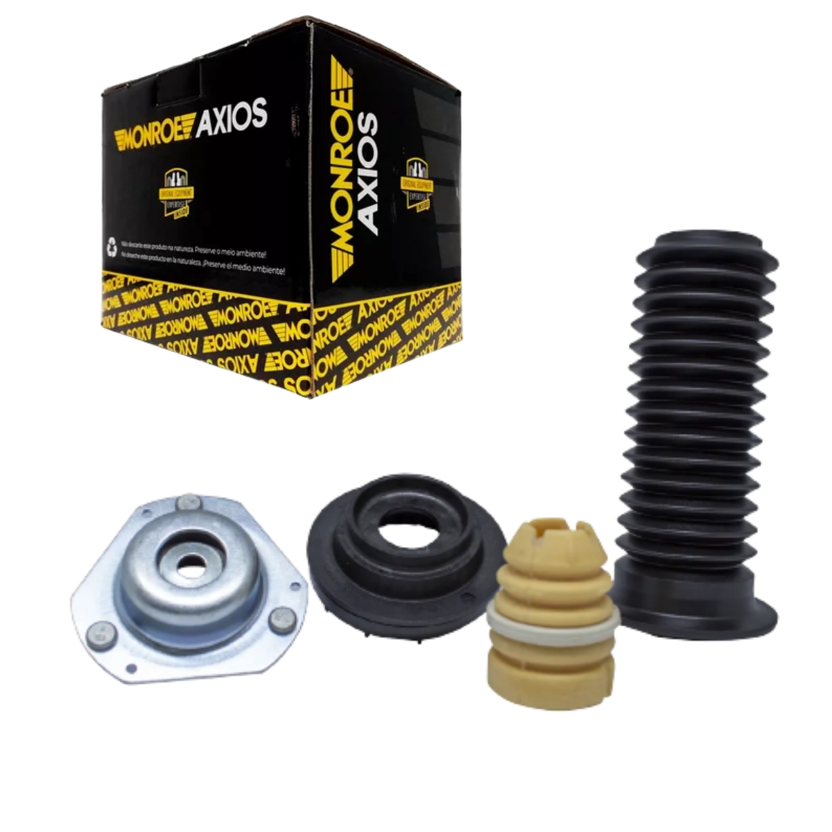 Kit Amortecedor Ford Ka Sem Barra Estab 2014 Ate 2018 Dianteira, Coxim Com Rolamento + Batente + Coifa Axios Lt90050