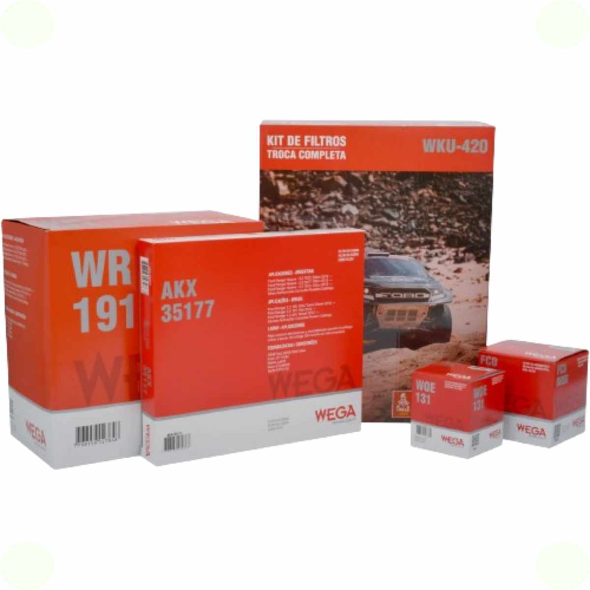 Kit Filtros Ford Ranger 3.2 20v Xl 01/2019 Ate 01/2020 Wega Wku420