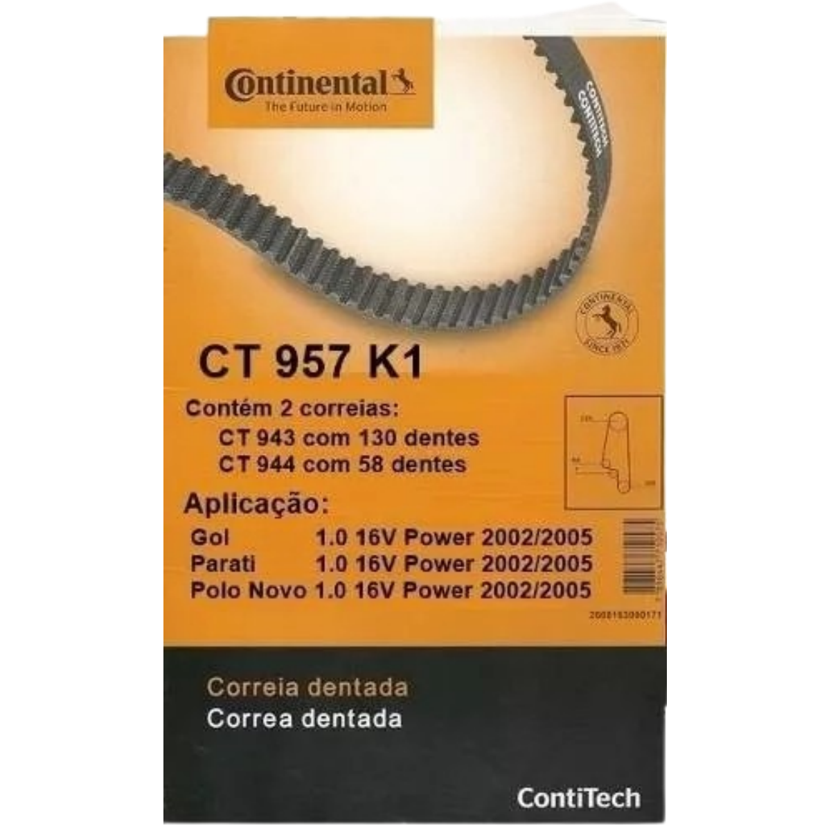 Kit Tensor/correia Dentada Vw Gol 1.0 16v Power A Partir De 01/2002 Contitech Ct0957k1