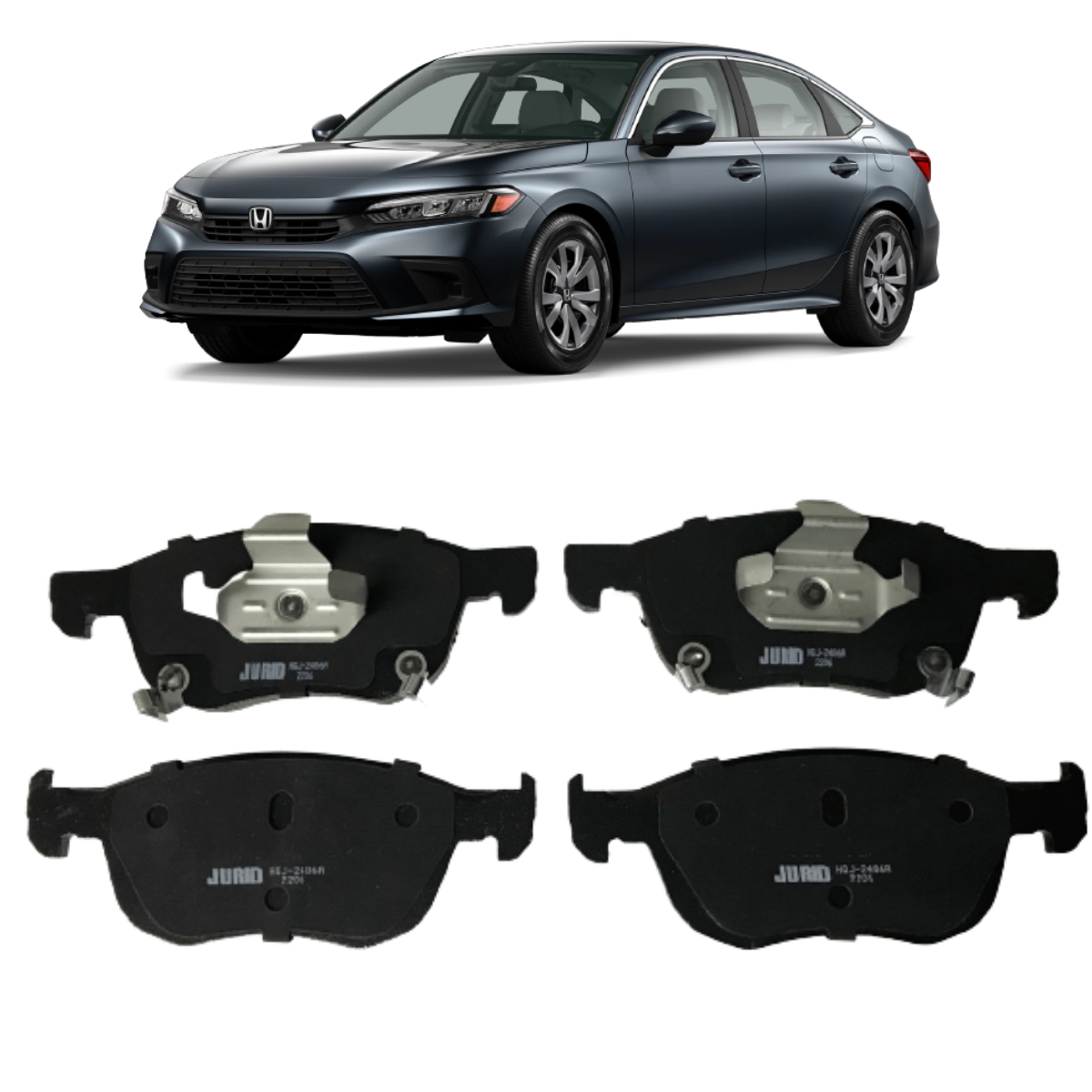 Pastilha Freio Honda Civic 2.0 16v Ex Flex One 01/2020 Ate 12/2021 Dianteira Sistema Teves Jurid Hqj-2486a