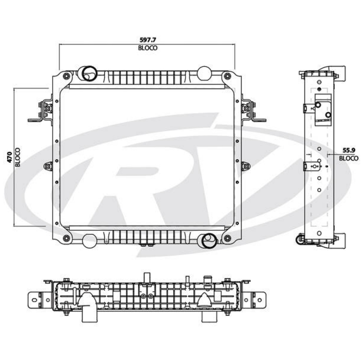 Radiador Vw Onibus 8-150 Micro Onibus Brasado Visconde 13008