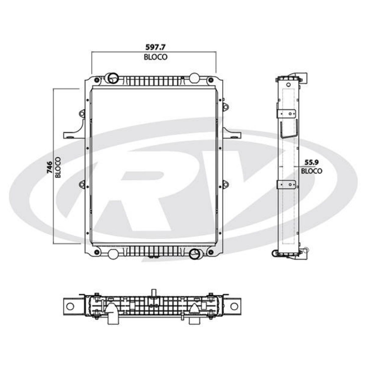 Radiador Vw 17-310 Brasado - 746 X 598 Mm Visconde 13010